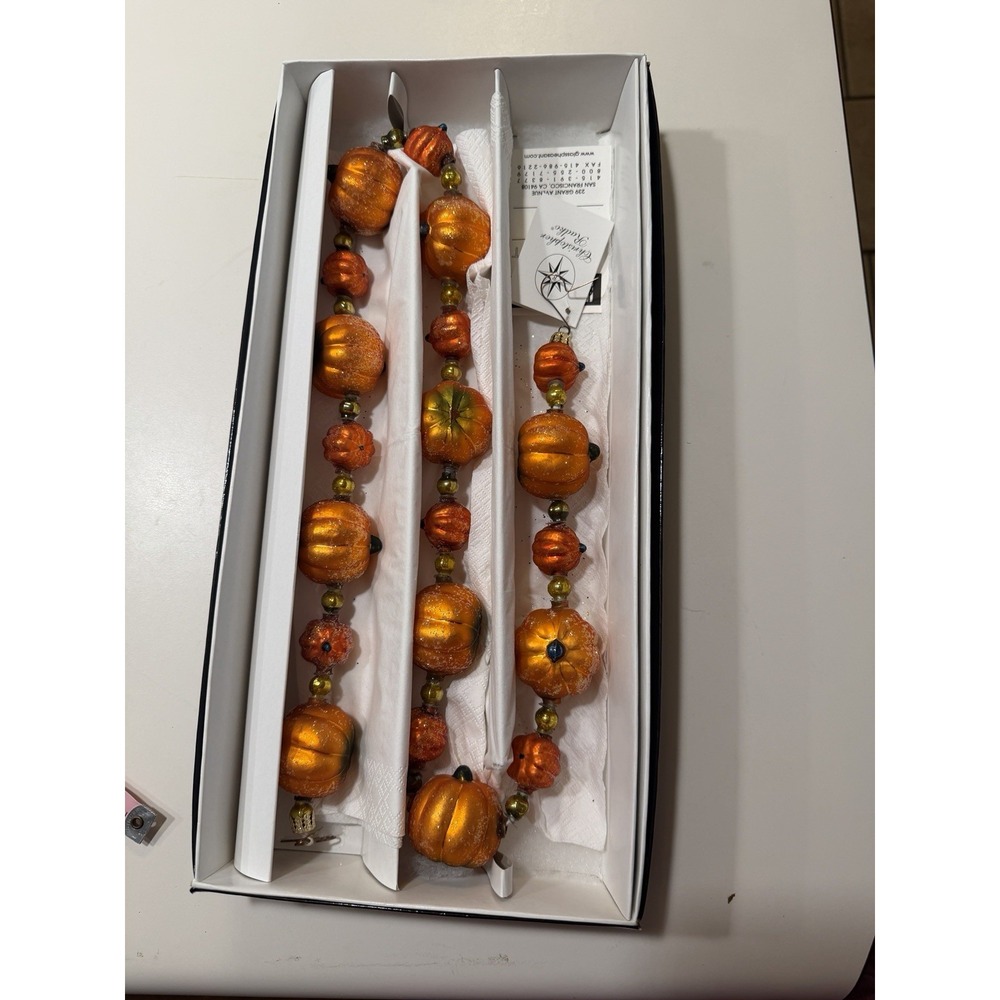 Vintage Christopher Radko 2000 Pumpkin Garland 00-152-0 Glass 36" Fall Lineup